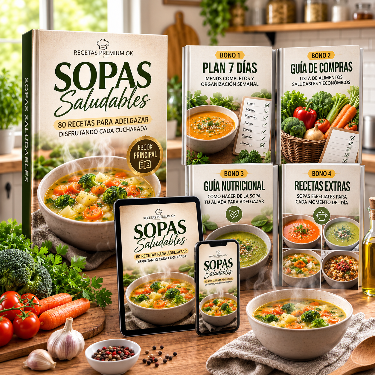 80 Recetas de Sopas y Caldos para Perder Peso